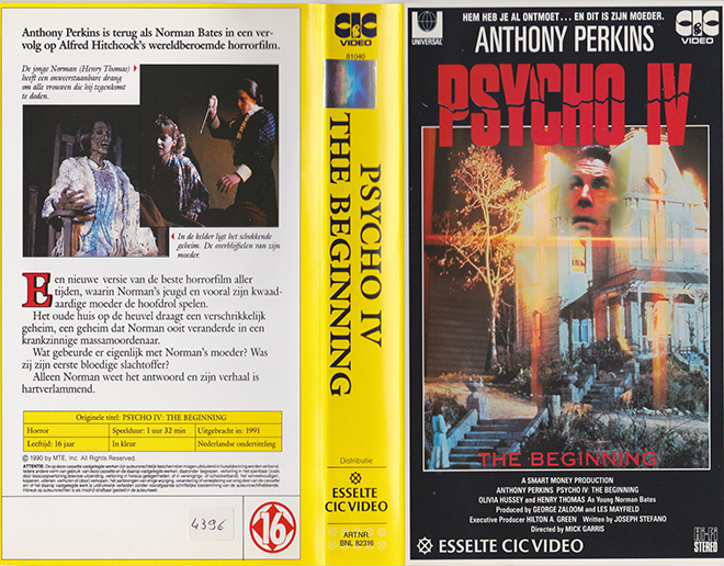PSYCHO 4 VHS COVER, VHS COVERS